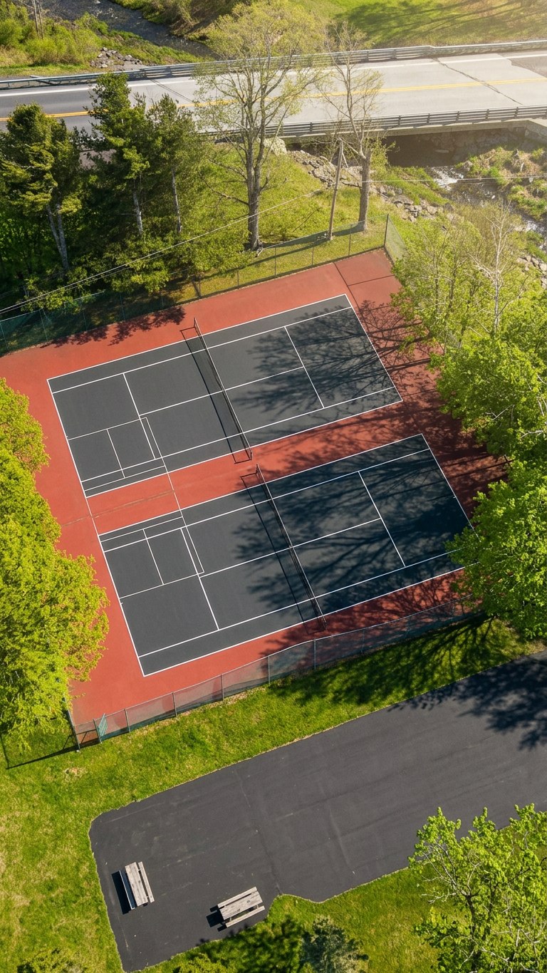Tennis courts on a crisp spring morning